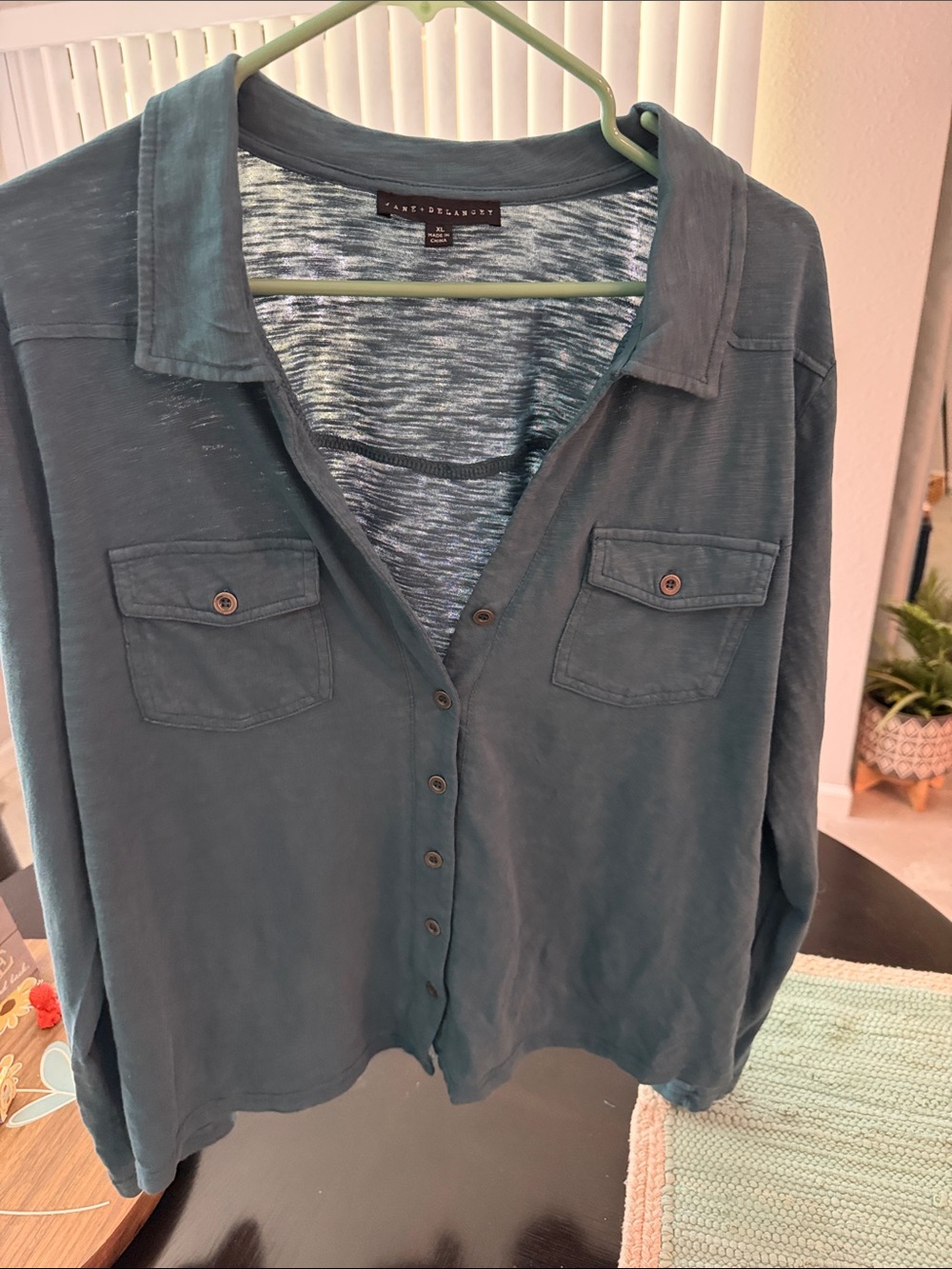Jane & Delaney Teal Button-Down Pocket Shirt